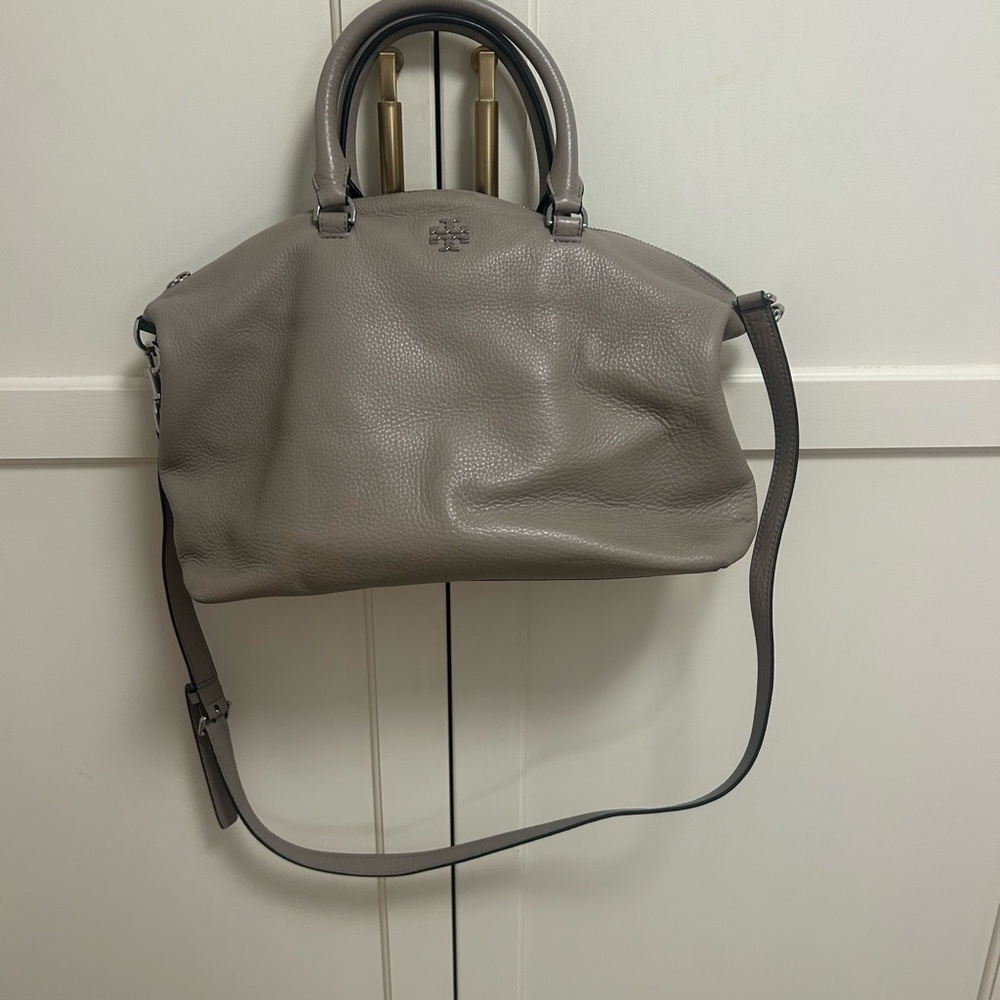 Gray Leather Handbag